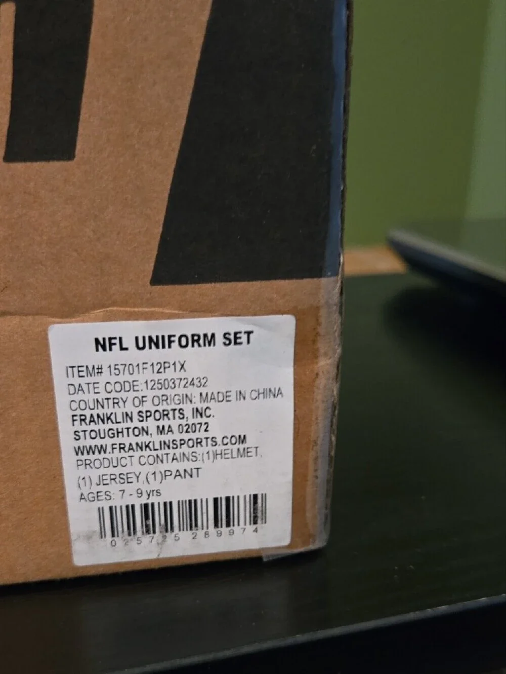 Franklin Sports NFL Kids Football Uniform Set #1355